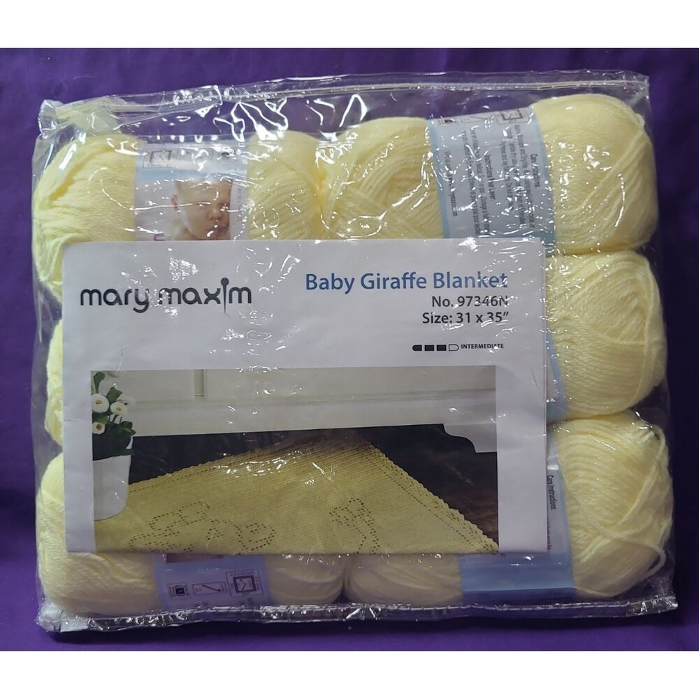 NIP!!! Mary Maxim Baby Giraffe Blanket SZ 31 X 35" #97346N Intermediate